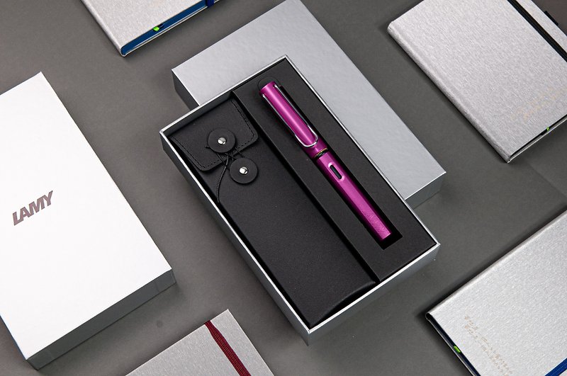 [Thunder Engraved Words] LAMY Pen Style Black Coil Pen Case Gift Box/AL Star Series-Purple Flame Red - Fountain Pens - Aluminum Alloy Purple