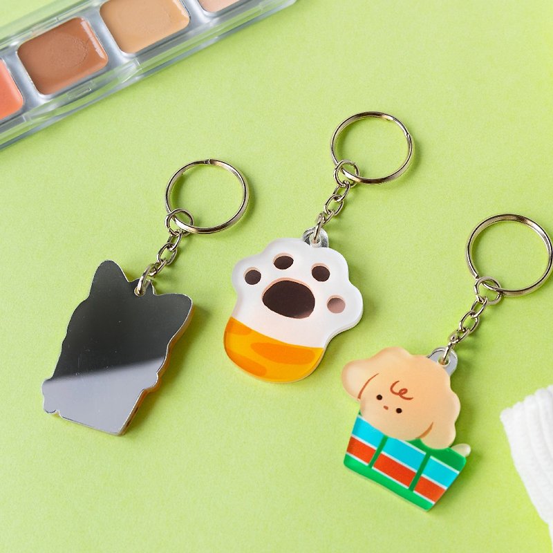 [Small mirror key ring] Cute animal series has a total of 9 portable mirrors/makeup mirrors - Keychains - Plastic Multicolor