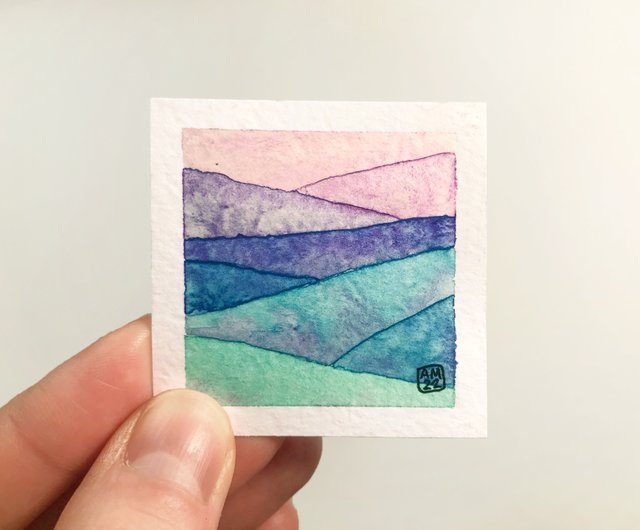 オリジナルの小さな水彩画 ミニチュア小さなアート ミニアート 2