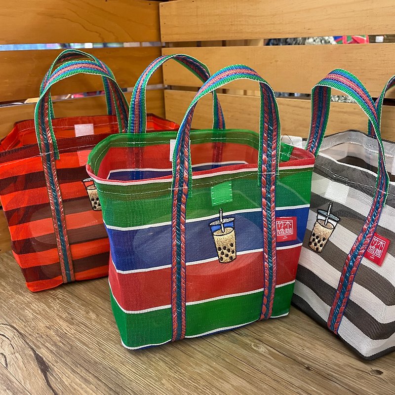 Bubble Tea Embroidered Devil Felt Lunch Bag - Handbags & Totes - Plastic Multicolor