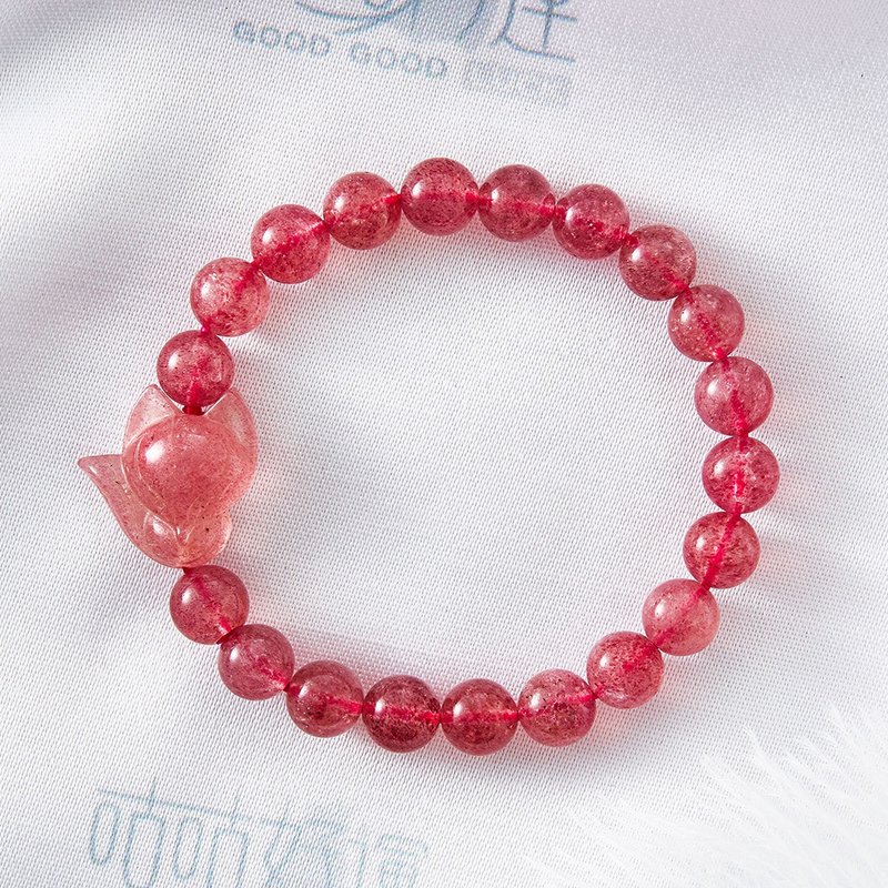 天然草莓晶狐仙好桃花手鍊(含開光)提升爱情運、增加異性緣 - 手鍊/手環 - 水晶 紅色