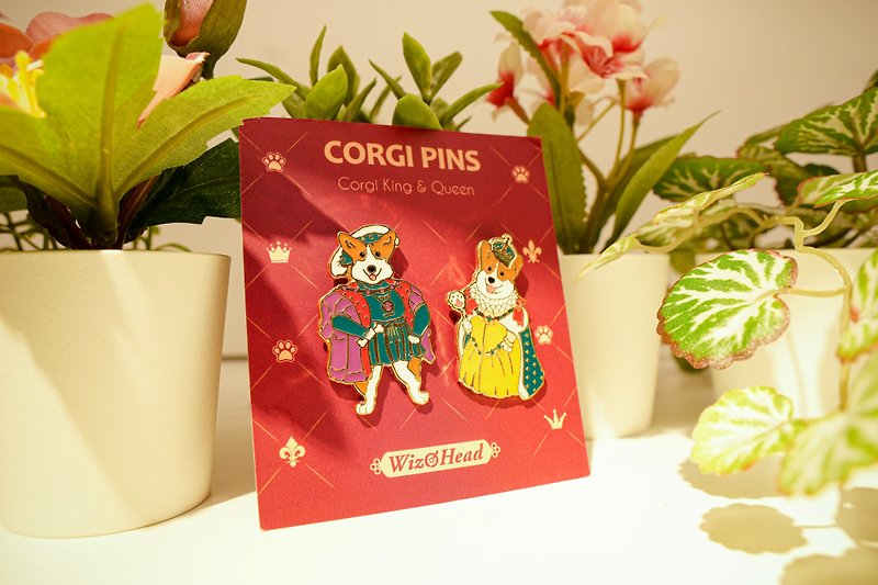[Metal Badge] Corgi Queen and King | British Style Corgi Corgi Dog - ที่ห้อยกุญแจ - โลหะ หลากหลายสี