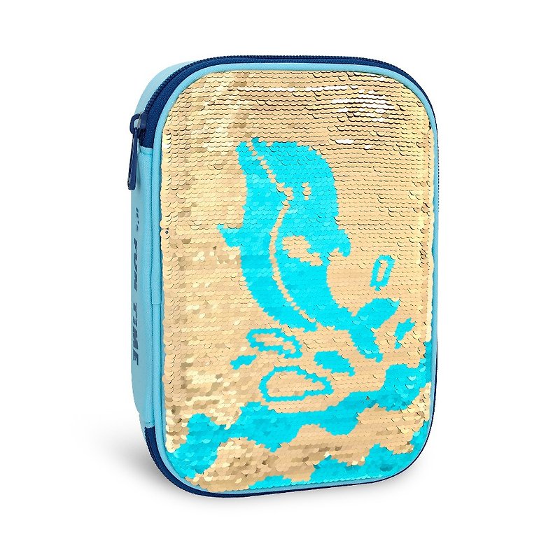 Tiger Family Fun Time Series Flip Color Sequin Storage Bag - Dynamic Dolphin - กระเป๋าเครื่องสำอาง - วัสดุอื่นๆ สีเหลือง