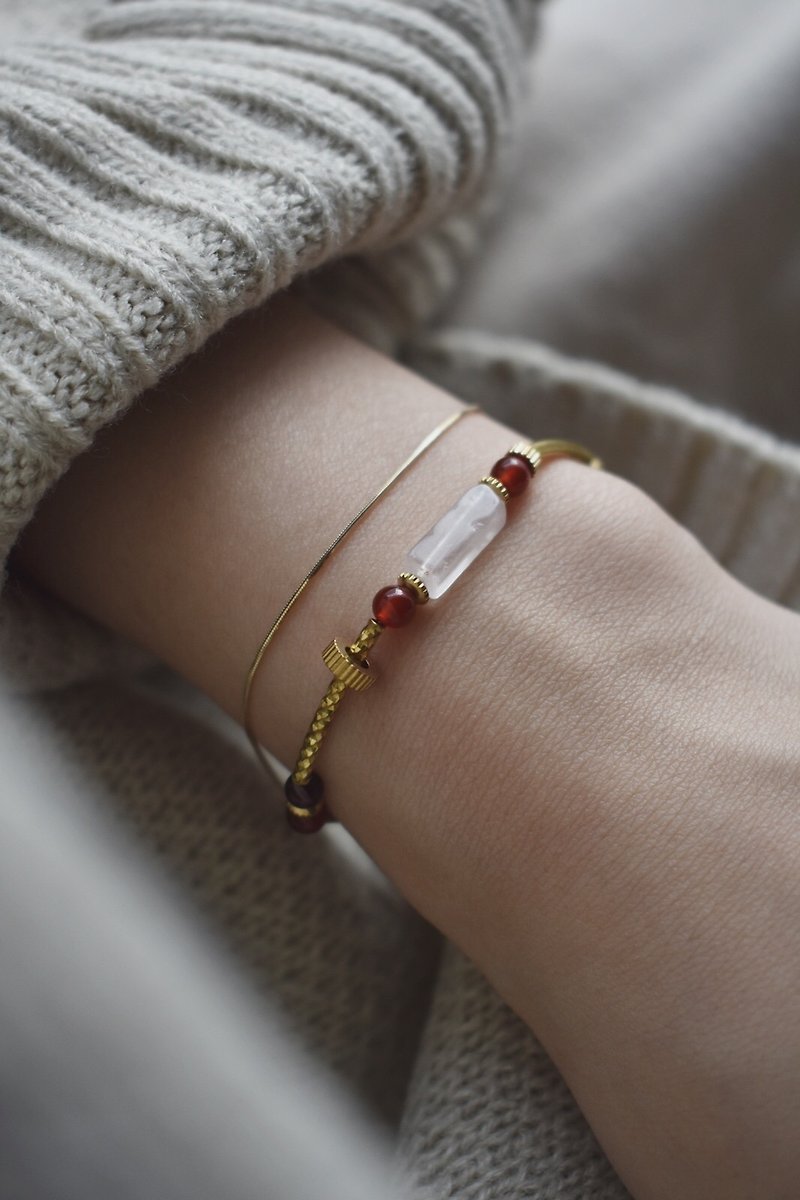 ZHU. handmade bracelet | stone of hope (sister / natural stone / brass / mother's day gift) - สร้อยข้อมือ - ทองแดงทองเหลือง 