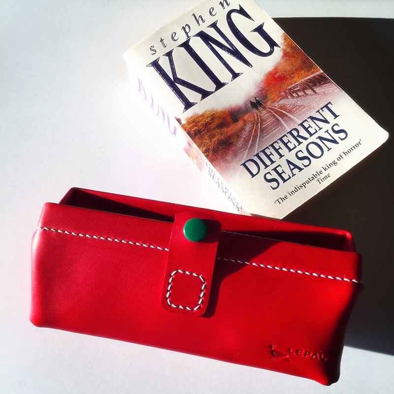 COLORFUL LEATHER BOX 【RED】 - Pencil Cases - Genuine Leather 