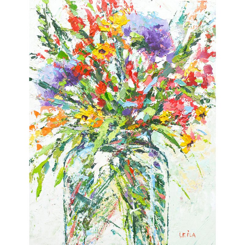 草甸花原創油畫厚塗 20x15 公分現代藝術當代 - 插畫/繪畫/寫字 - 其他材質 紫色