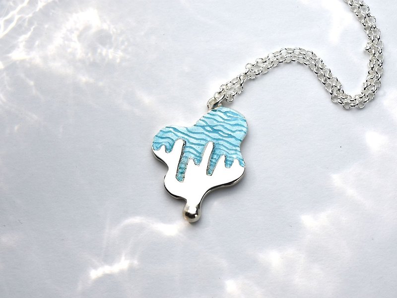 Melted into a water beach (sterling silver necklace 珐琅景泰蓝七宝烧银饰) ::C%手工饰品:: - Necklaces - Enamel Blue