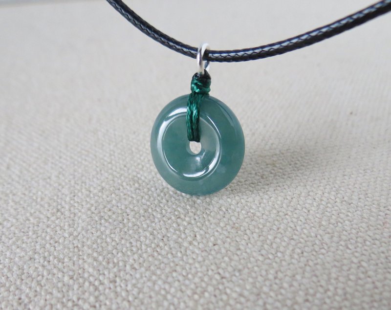 【金剛結】本命年【平安如意】冰藍水雪花棉翡翠韓國蠟線項鍊SE14 - 鎖骨鍊 - 寶石 多色