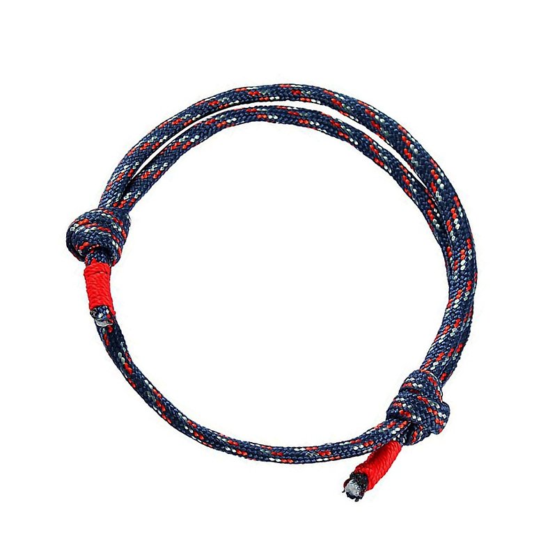 Umbrella rope braided bracelet (Navy blue) adjustable couple bracelet - Bracelets - Other Man-Made Fibers Blue
