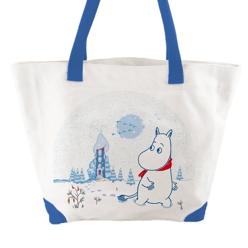Moomin嚕嚕米授權-船型購物包(藍) - 側背包/斜孭袋 - 棉．麻 藍色