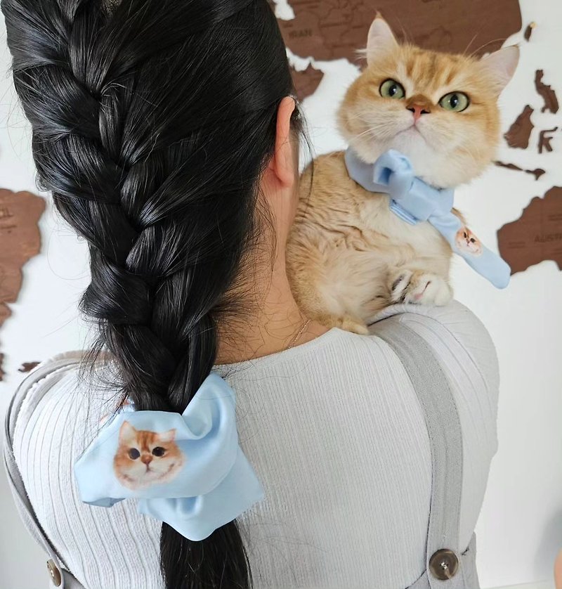 3個 客製化寵物髮圈橡皮筋橡筋私人訂製手繪頭像貓咪狗綢緞手工製 - 客製化寵物抱枕/飾品 - 絲．絹 