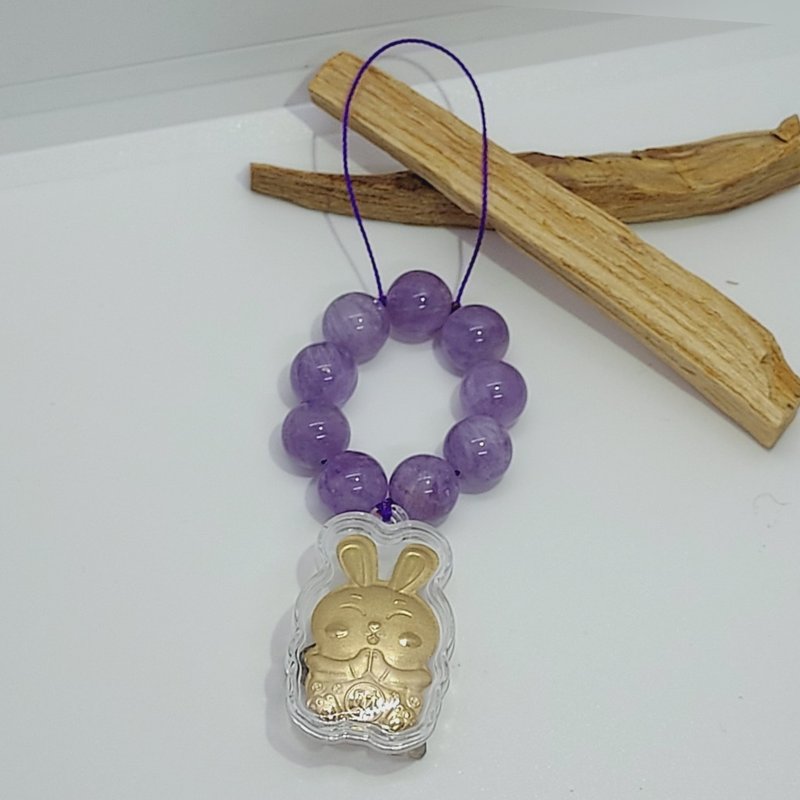 薰衣紫晶配金兔掛飾 - 掛於喜慶位 有助姻緣 人緣運 - 擺飾/家飾品 - 水晶 