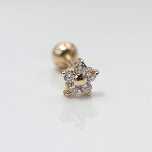 CHARIS GRACE 14K CZ Star Piercing 星星鑽鎖珠耳環(單個)耳骨 耳窩 不退色
