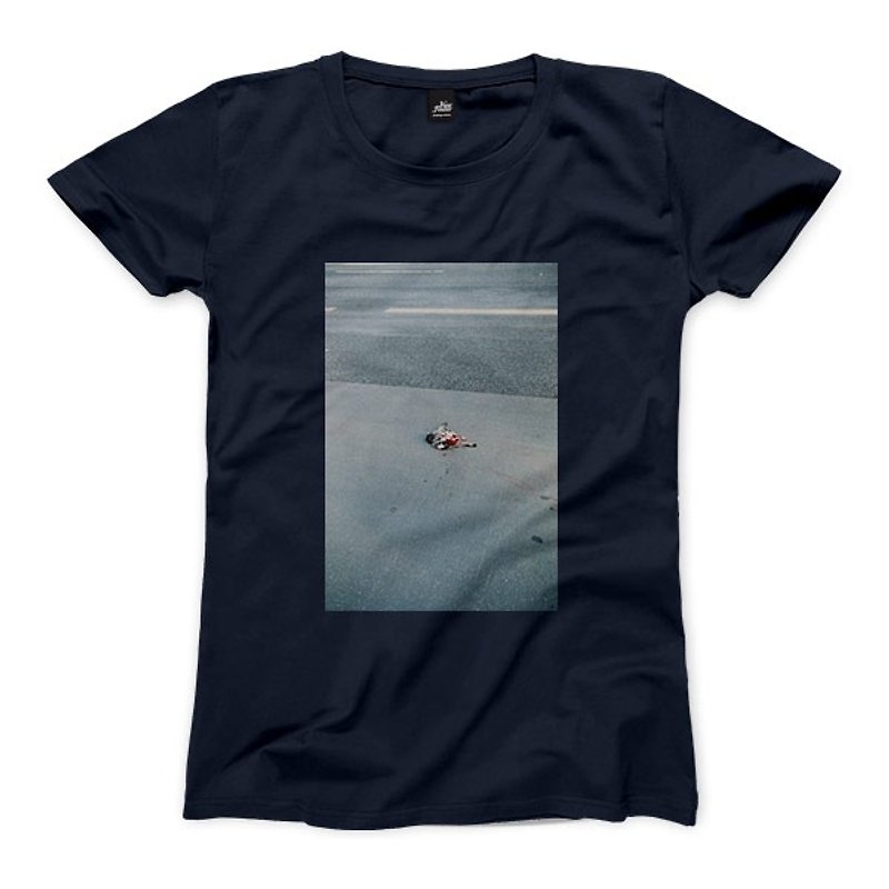 Dead Bird - Navy - T - Shirt - เสื้อยืดผู้หญิง - ผ้าฝ้าย/ผ้าลินิน สีน้ำเงิน