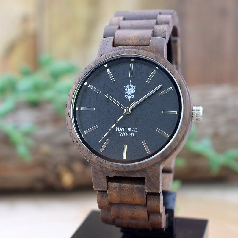 EINBAND Dank Walnut 40mm  Wooden Watch - นาฬิกาคู่ - ไม้ สีนำ้ตาล