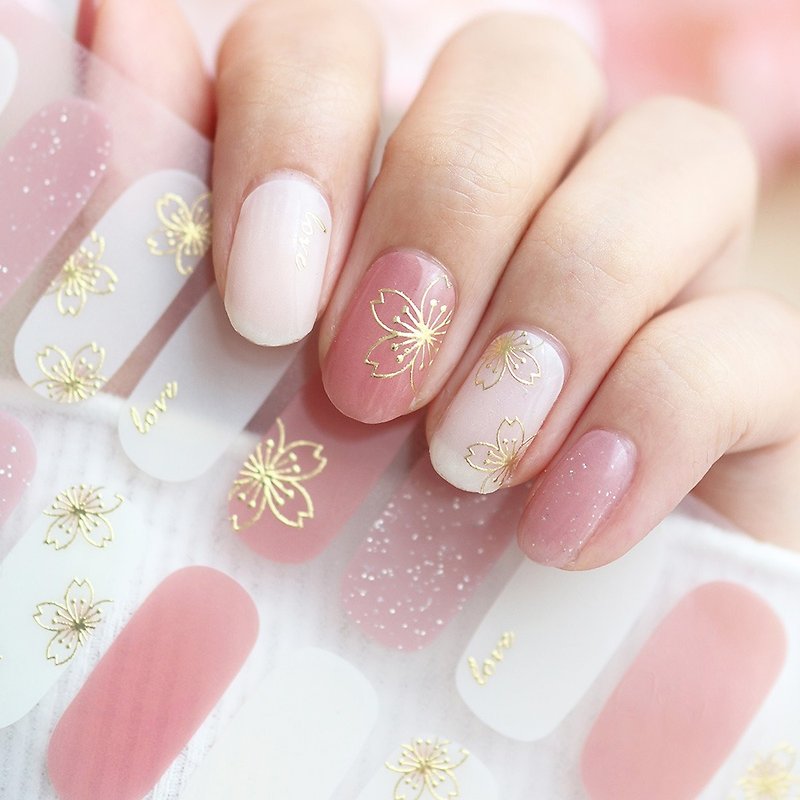 【Lunacaca Gel Nail Sticker】C00975 The Beauty of Wild Sakura|Easy to Use|Doesn't Hurt True Nails - ยาทาเล็บ - พลาสติก 