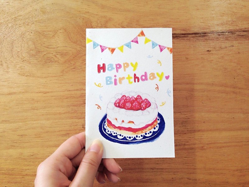 [Card Series] Strawberry Cake Birthday Card Congratulation Card - Cards & Postcards - Paper White