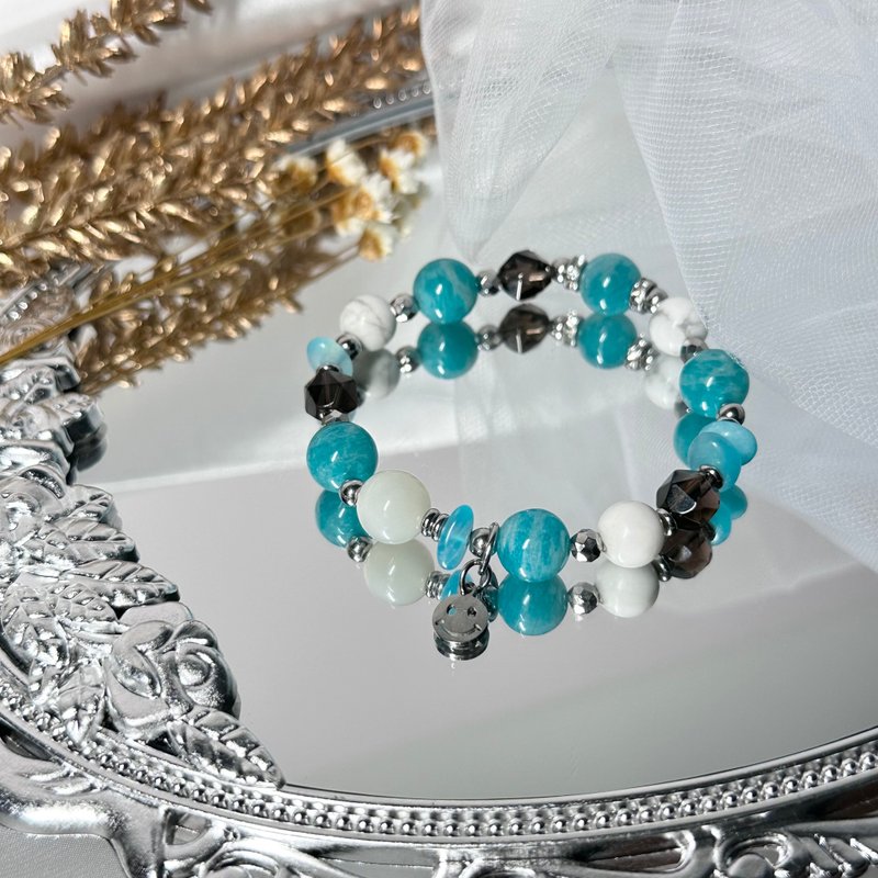 月光女神天河石好運能量手串 - 天河石、白松石、茶晶、白月光 - 手鍊/手環 - 水晶 綠色