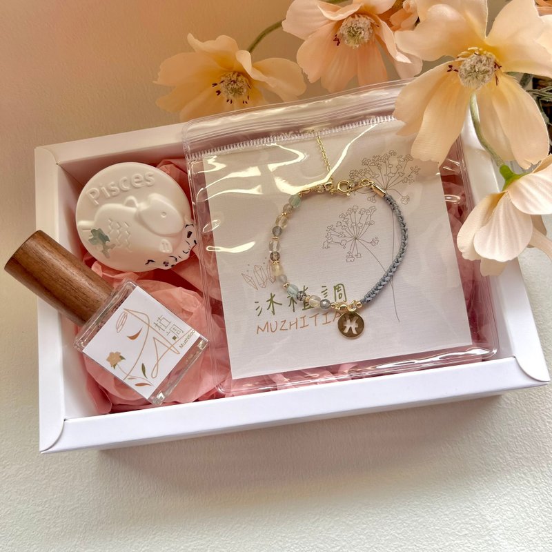 夢海之歌 x 雙魚座夢境柔光 半邊繩晶礦手串香氛組 - 香氛/精油/擴香 - 半寶石 