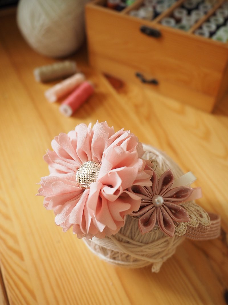 Handmade Elastic Baby/ kid Headband - Bibs - Cotton & Hemp Pink