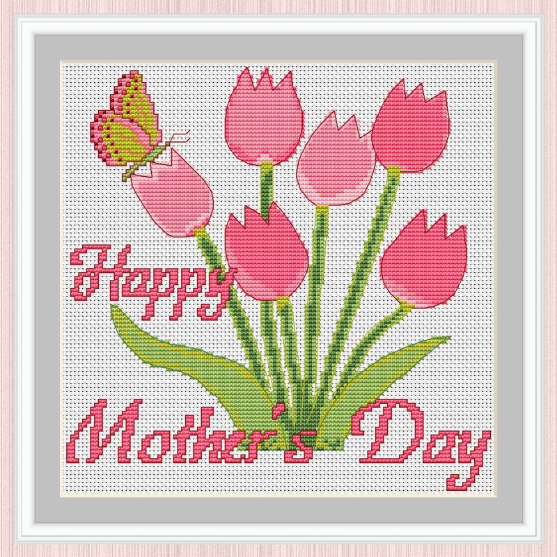 Happy Mother's Day Cross Stitch Pattern - 手工藝教學/工具書 - 其他材質 