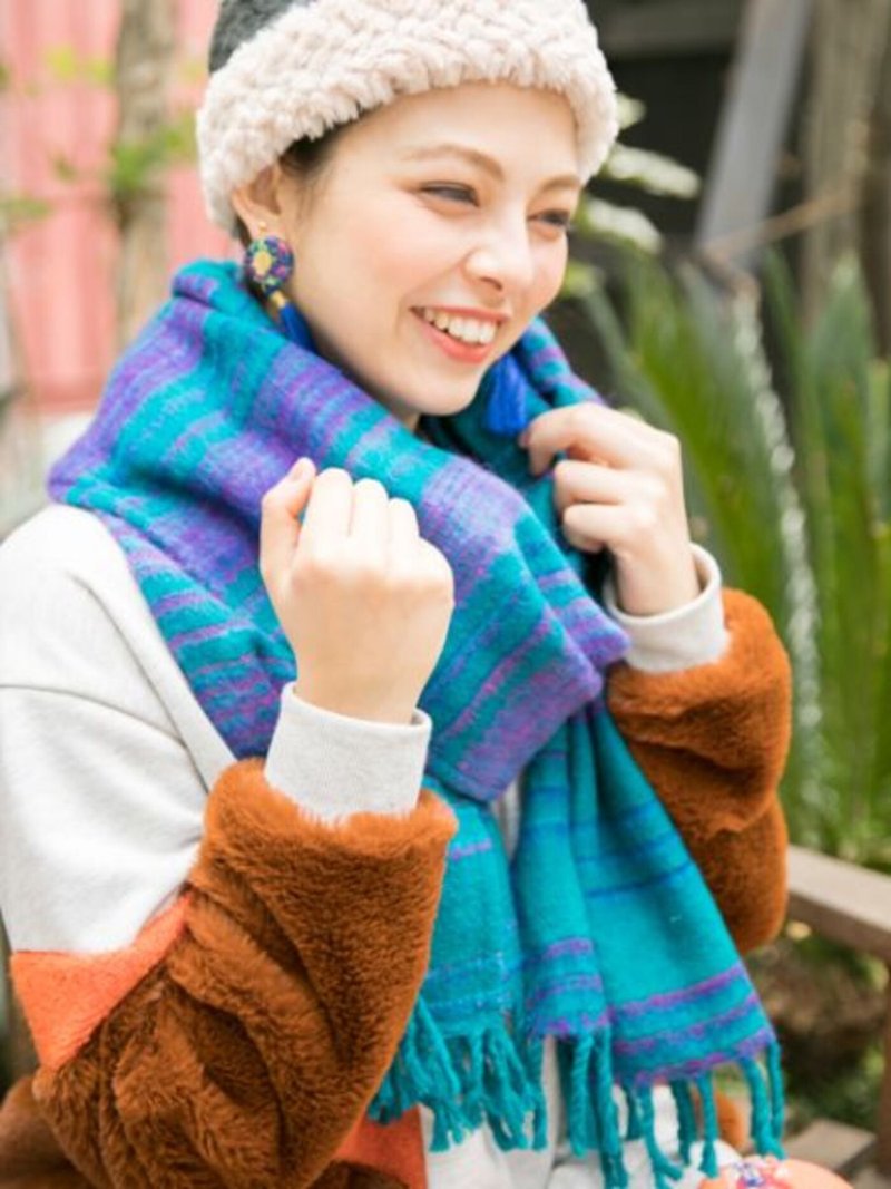 [Popular pre-order] Winter colorful striped scarf and scarf gift (8 colors) IACP9301 - Knit Scarves & Wraps - Other Materials Multicolor