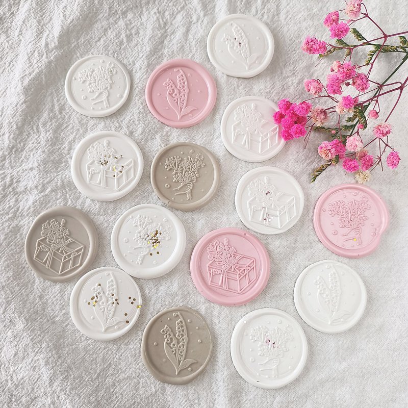 手工火漆封蠟貼紙 驚喜禮物主題封蠟 Sealing Wax Coin Sticker - 貼紙 - 蠟 