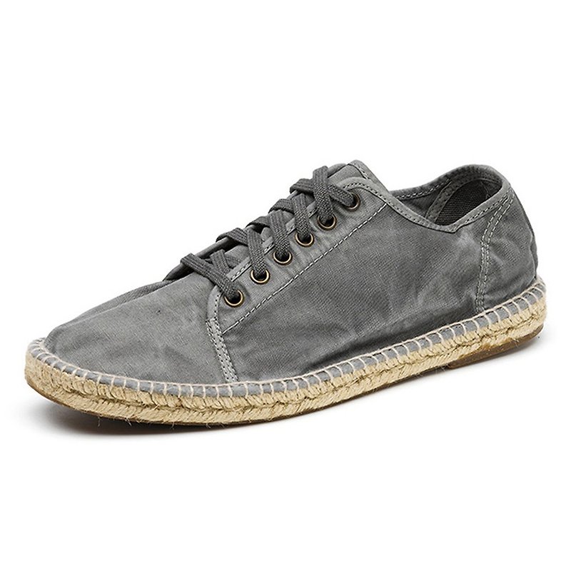 Spanish handmade canvas shoes / 321E straw shoes casual shoes / men's / wash gray - Men's Casual Shoes - Cotton & Hemp Gray
