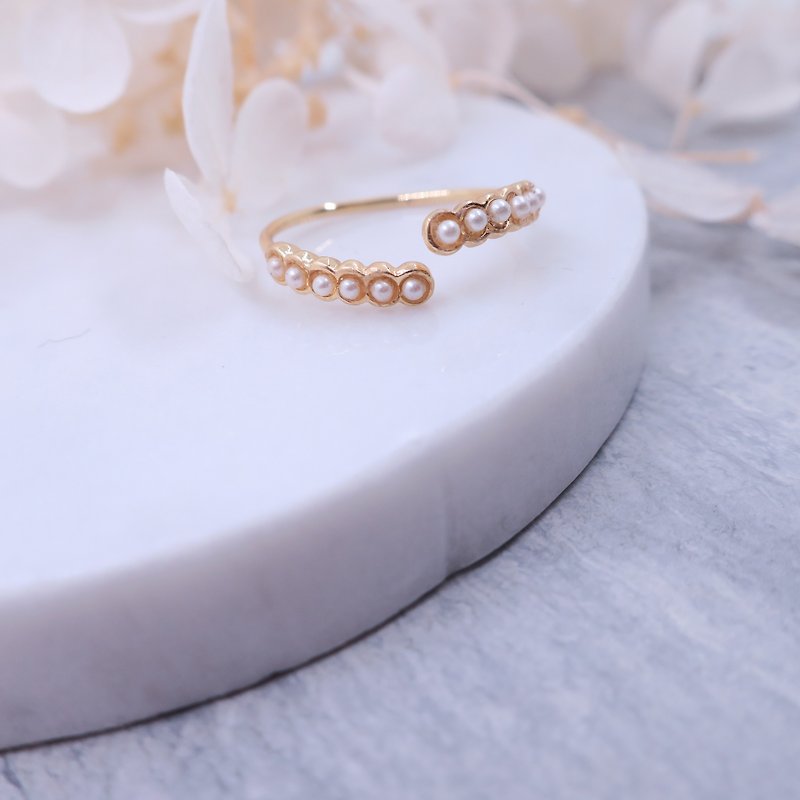 Japan imported Swarovski crystal pearl adjustable ring - General Rings - Gemstone White