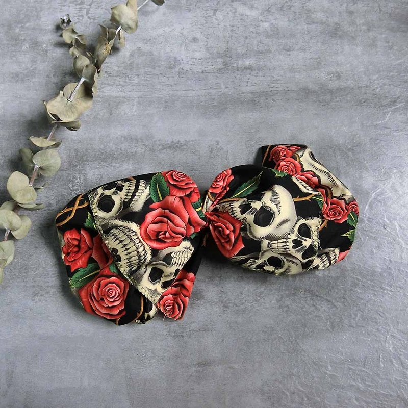 Rose 骷髅 new giant butterfly hair band - the whole strip can be opened - Headbands - Cotton & Hemp Black