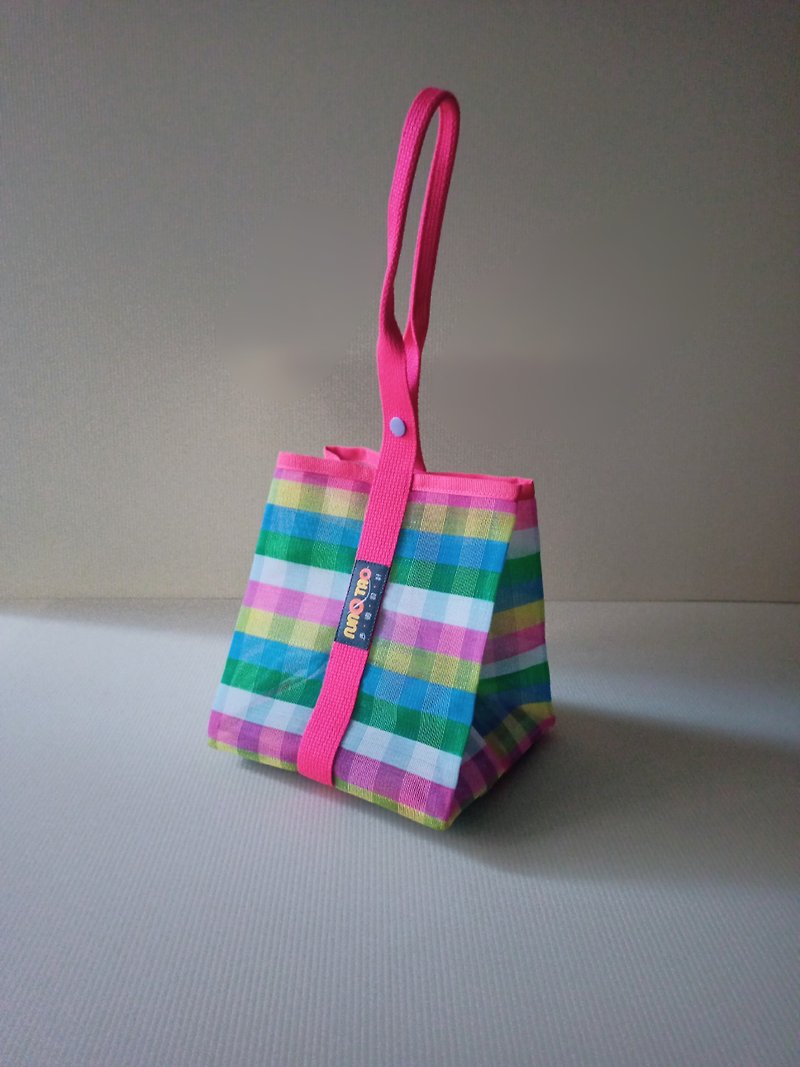 Only one piece left_Ganzhi Dangdang Clever Bag_Pink Checkered Qingzhi_Peach Peach Ribbon - Handbags & Totes - Nylon Pink
