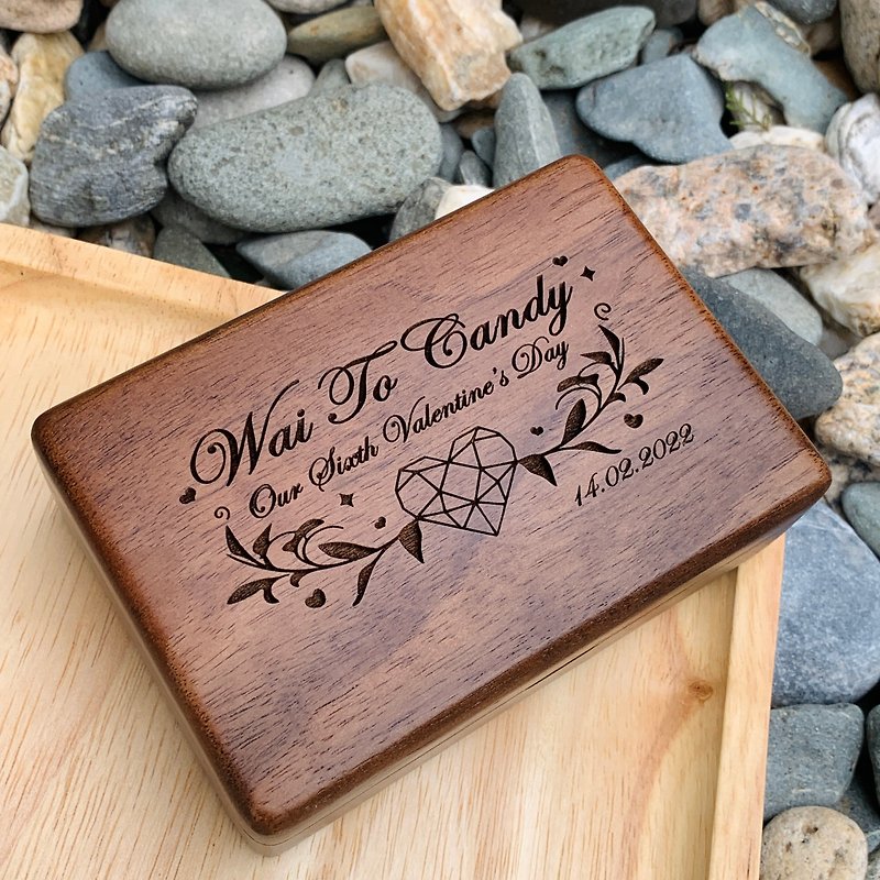 Personalized Customized Walnut/Beech Charm Box Jewelry Box Wooden Box Carving Name Pattern