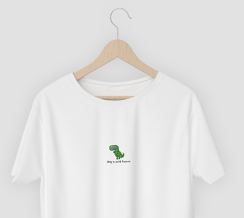 The childlike innocent little dinosaur T has a childlike texture and a UA version. - Women's T-Shirts - Cotton & Hemp White