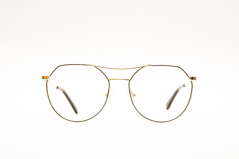 Polygonal double beam glasses │ Germany OBE anklet slingshot - Glasses & Frames - Stainless Steel Gold