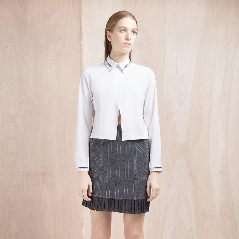 Gray sliver bottom skirt - Hong Kong original brand Lapeewee - กระโปรง - ขนแกะ สีเทา