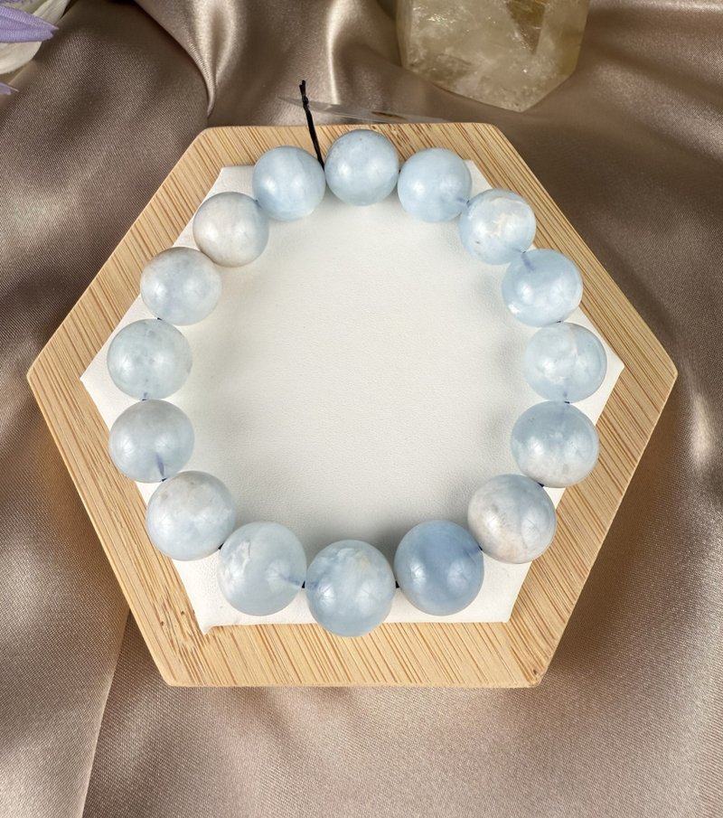 海藍寶 水晶手鍊 平靜情緒 增強表達 淨化 能量 禮物 送禮 療癒 - 手鍊/手鐲 - 水晶 藍色