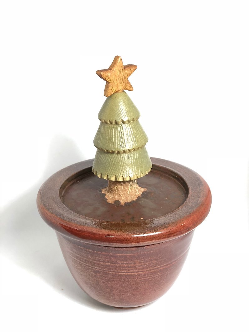 The only limit [] clay "was planting collection - Christmas tree"--handmade--handmade--clay--glazed - wood carving - Teapots & Teacups - Pottery Red