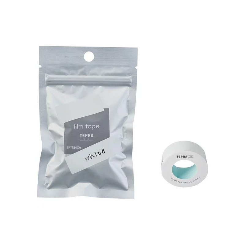 【KING JIM】TEPRA LITE Thermal Label Film Self-Adhesive Tape 15mm White - Washi Tape - Paper White