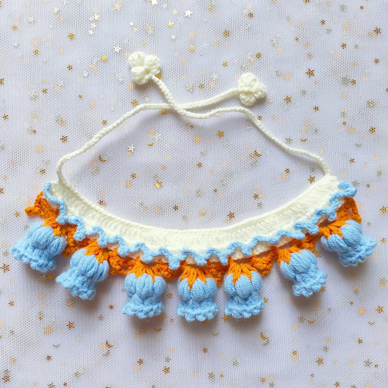 Dopamine color matching handmade crochet lily pet collar - ปลอกคอ - ผ้าฝ้าย/ผ้าลินิน 