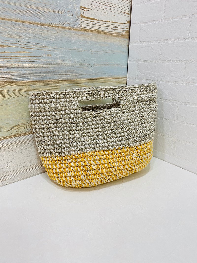 Years of quiet good two-knit cotton Linen bag - Handbags & Totes - Cotton & Hemp Yellow