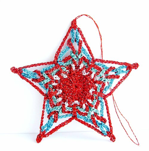 CrochetGiftsShop Crochet Pattern Star Christmas Ornament. Decor for home walls windows.