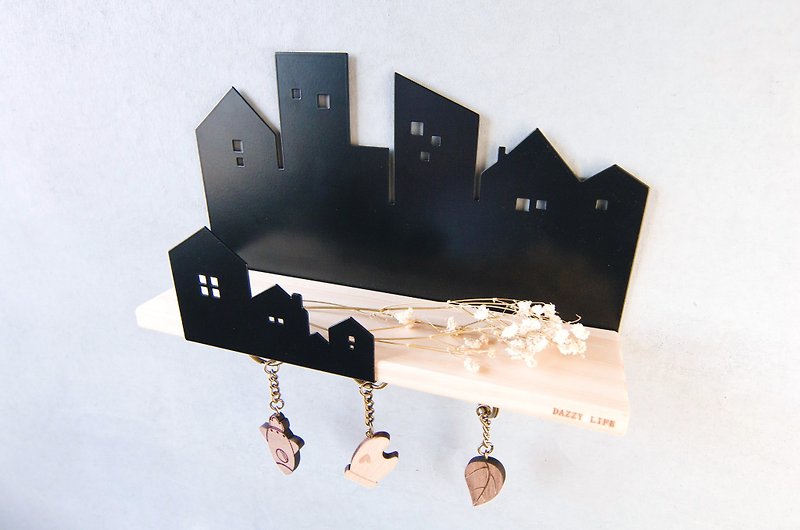 Metal House City <Shelf  Storage Key Ring Valentine's day> - กล่องเก็บของ - โลหะ สีดำ