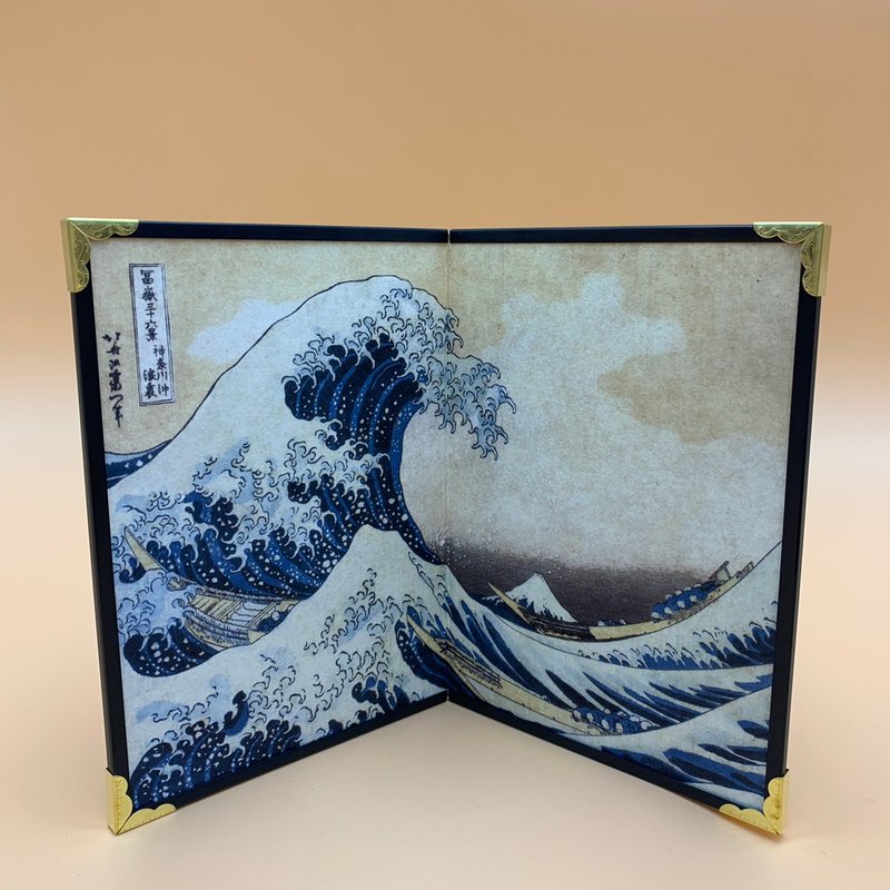 【屏風】浮世繪 葛飾北齋 神奈川沖浪裏 擺設 收藏 (小) - 擺飾/家飾品 - 紙 藍色