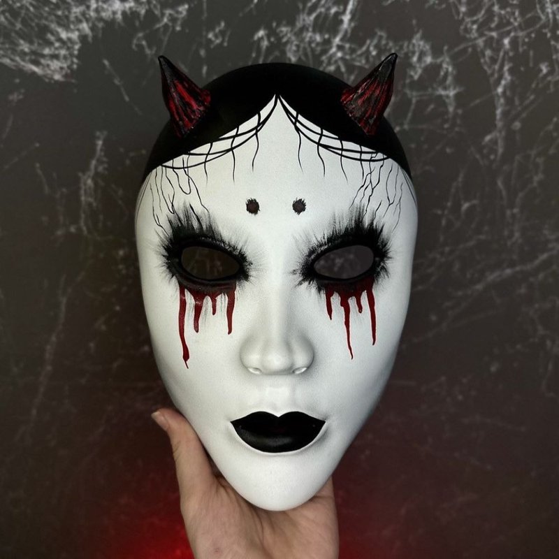 Ghost of tsushima Iyo Boss mask, Hannya mask, Geisha mask, Japanese Demon mask - 口罩/口罩收納套 - 樹脂 白色