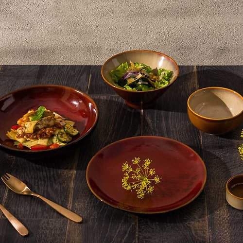 WAGA 餐桌器物 【新品上市】WAGA 新東方 陶瓷圓盤-紅-共三款