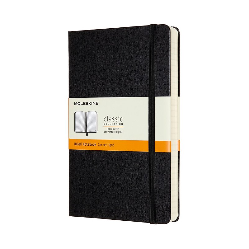 MOLESKINE classic hard-shell notebook - horizontal line black - hot stamping service - สมุดบันทึก/สมุดปฏิทิน - กระดาษ สีดำ
