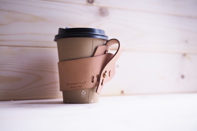 Coffee Sleeve 咖啡杯套 意大利植鞣革 可再用真皮咖啡杯套 原色 - 咖啡壺/咖啡周邊 - 真皮 白色