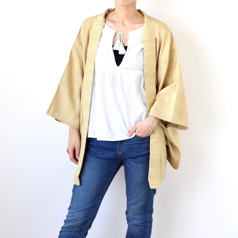 Japanese silk kimono, kimono, kimono jacket  /3921 - เสื้อแจ็คเก็ต - ผ้าไหม สีเหลือง