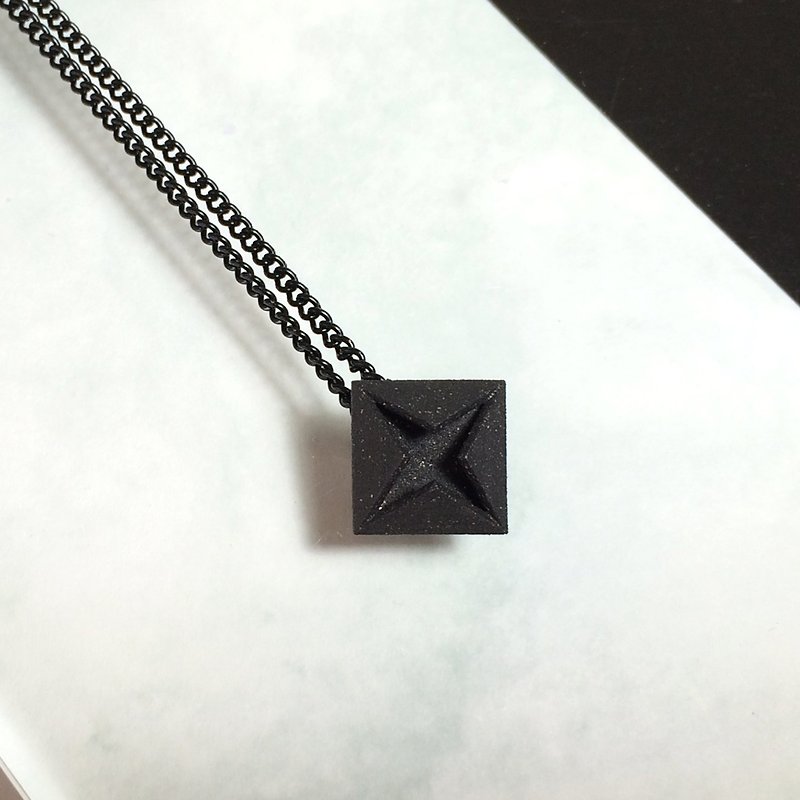 簡約型格3D打印黑鋼鑽石形項鏈 - 項鍊 - 不鏽鋼 黑色