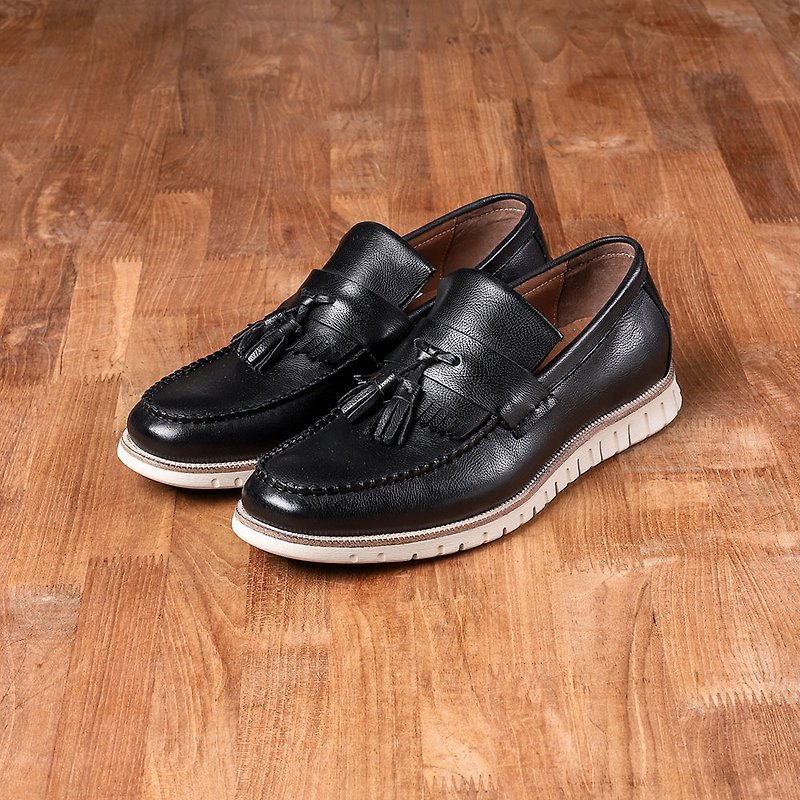 Own-way street style gentleman loafers-Va265 black/white bottom - Men's Casual Shoes - Genuine Leather Black